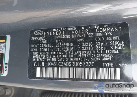 2024 Hyundai Kona Sel z USA, uszkodzony, nr VIN KM8HC3AB9RU057326